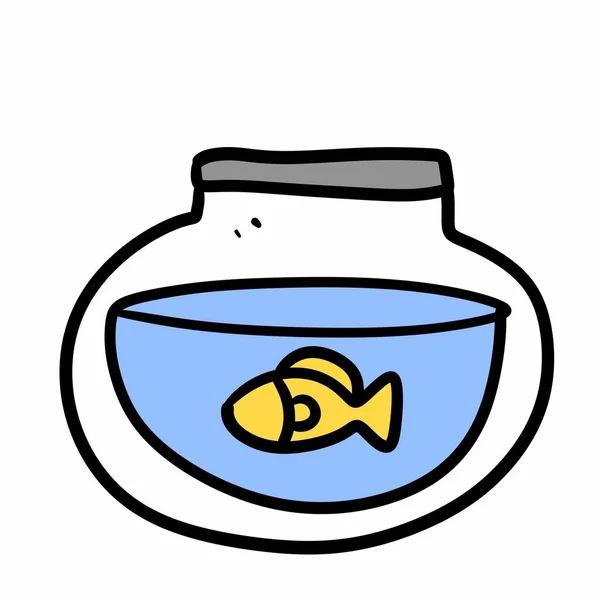 Tecknad Doodle Fisk Glasskål — Stockfoto