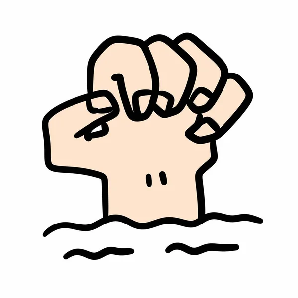 Cartoon Doodle Strong Arm Out Sea — Stock Photo, Image
