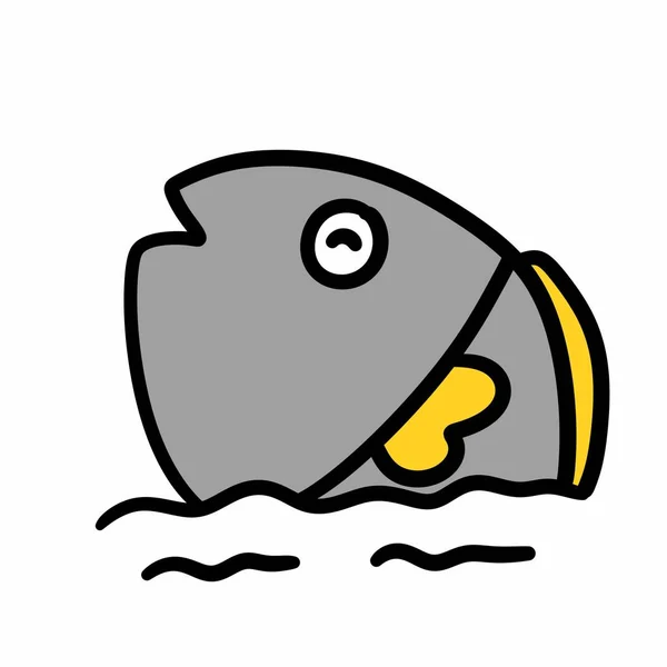 Tecknad Illustration Fisk Isolerad Vit Bakgrund — Stockfoto