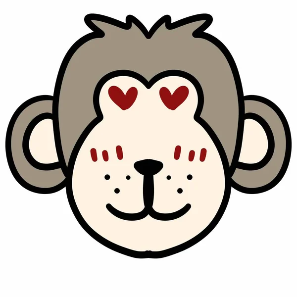 Roztomilý Opice Karikatura Ikona Bílém Pozadí — Stock fotografie
