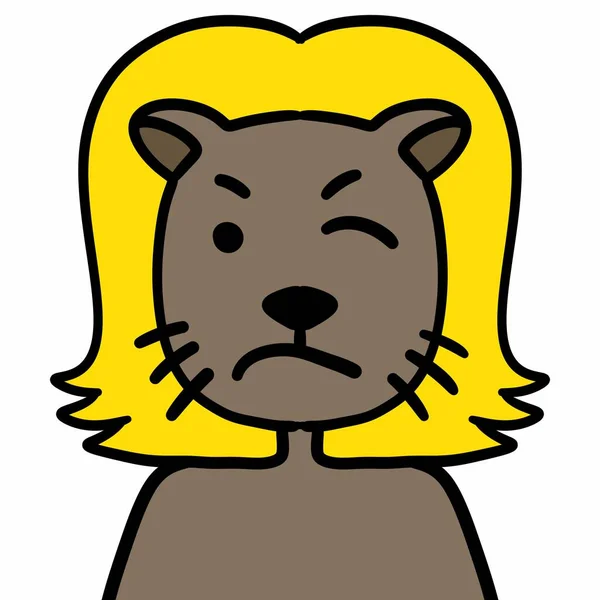 白い背景に怒っている女性ライオンの漫画 — ストック写真
