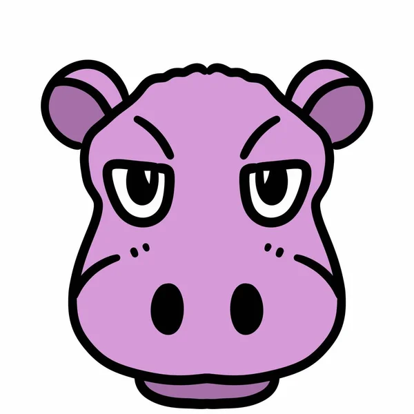 Hipopótamo Dibujos Animados Púrpura Con Una Expresión Triste — Foto de Stock
