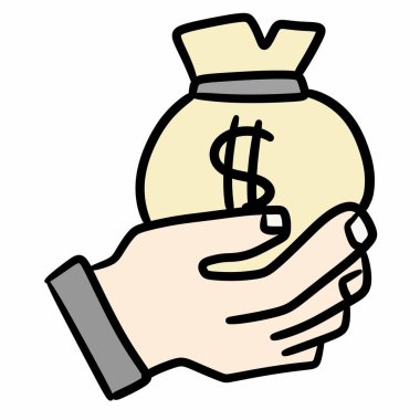 el ele tutuşan para simgesi resimleme tasarımı