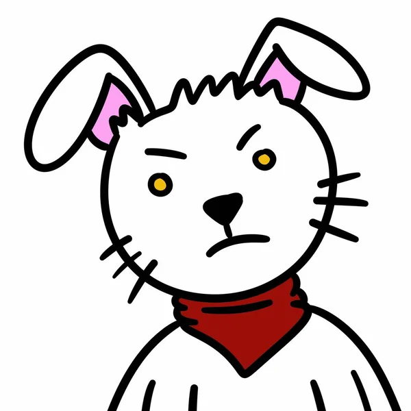 Cara Conejo Dibujos Animados Con Grandes Ojos Rojos —  Fotos de Stock