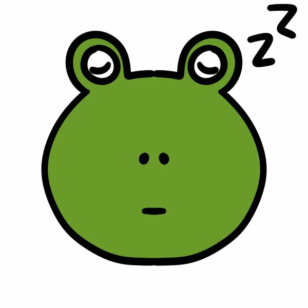 Κινούμενο Σχέδιο Ύπνου Βάτραχος Λευκό — Φωτογραφία Αρχείου