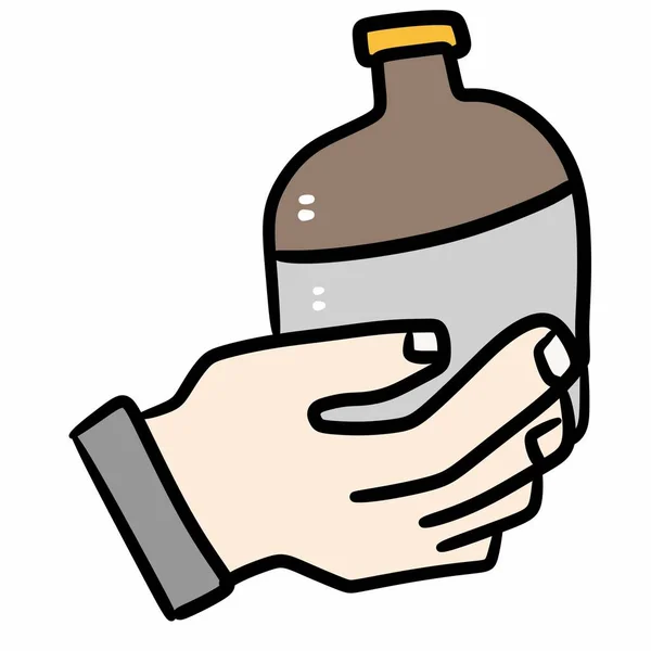Hand Mit Milchflaschen Symbol — Stockfoto