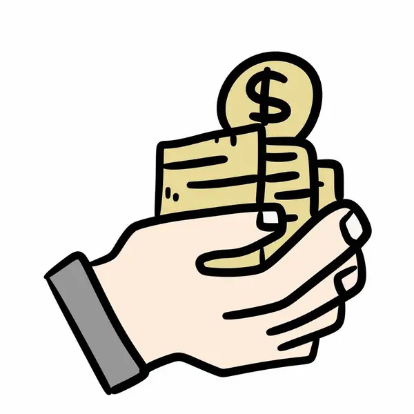 Mão Segurando Dinheiro Dólar Símbolo Ícone Ilustração — Fotografia de Stock