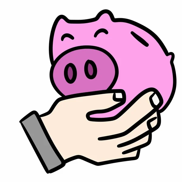Banco Porquinho Com Desenhos Animados Moeda — Fotografia de Stock