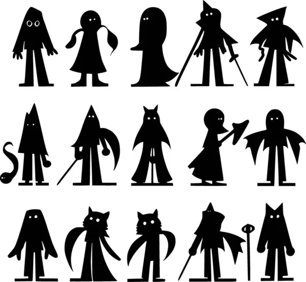 Sagome Set Cartoni Animati Mostro Halloween — Foto Stock