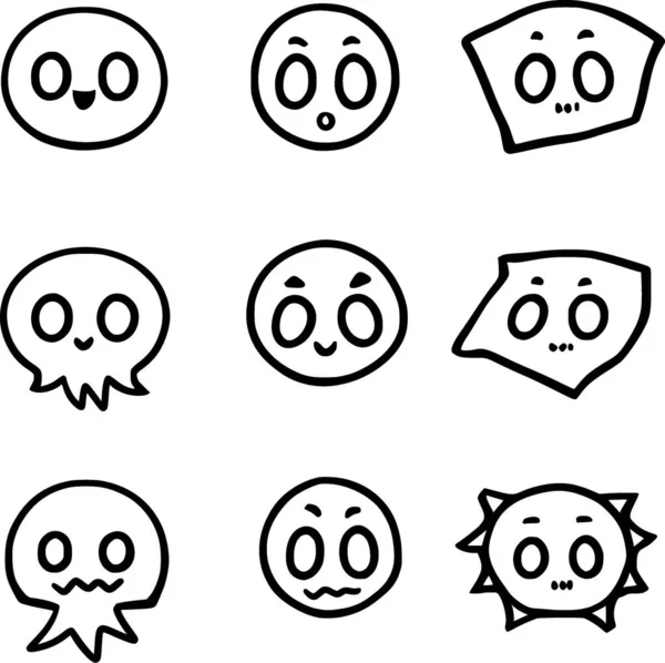 Set Cute Cartoon Face Doodle — Stock Photo, Image