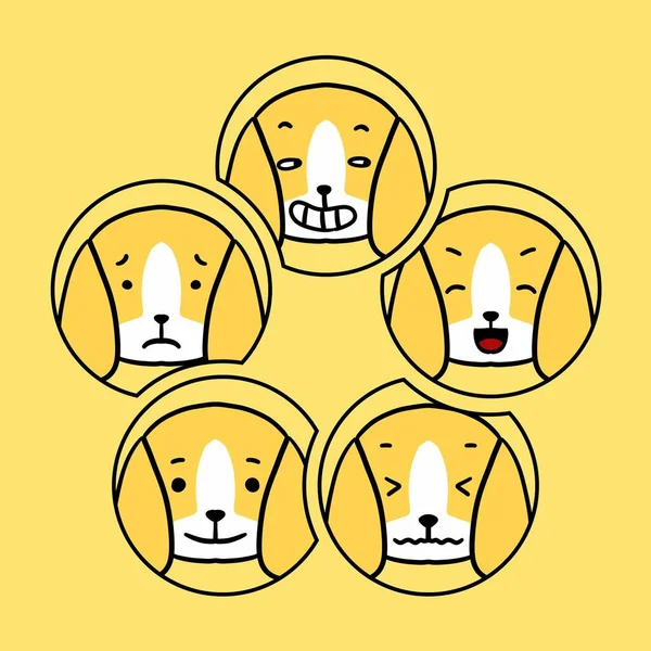 黄色背景的可爱滑稽动物卡通片 — 图库照片