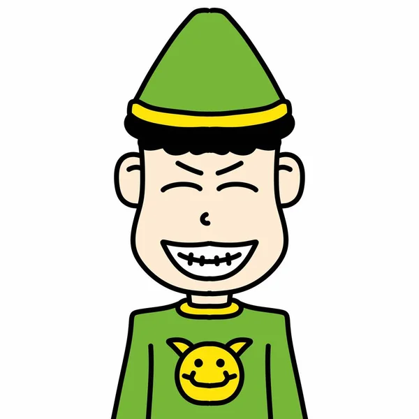 Vektorová Ilustrace Kresleného Usmívajícího Elfa — Stock fotografie