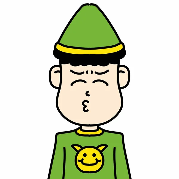 Niedliche Karikatur Glatze Junge Trägt Eine Mütze — Stockfoto