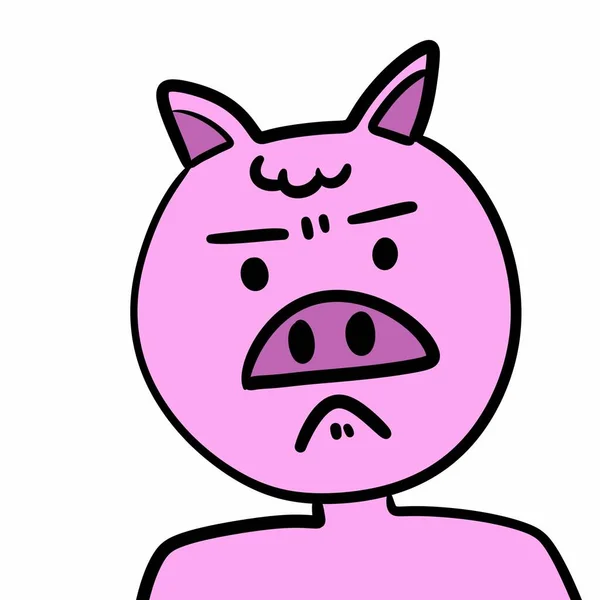 ピンクのシャツと怒っている豚の漫画 — ストック写真