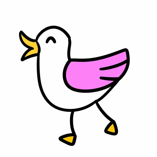 Bonito Pássaro Desenhos Animados Fundo Branco — Fotografia de Stock
