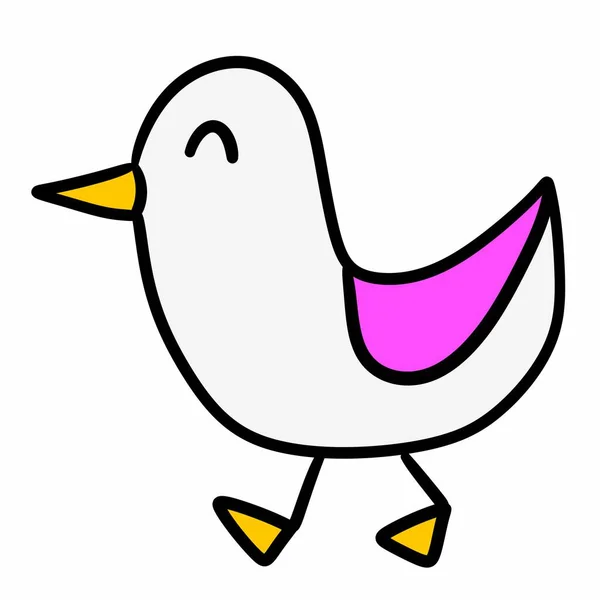 Lindo Pájaro Dibujos Animados Sobre Fondo Blanco —  Fotos de Stock