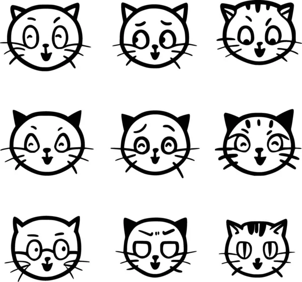Cat Kitten Faces Set — Stock Photo, Image