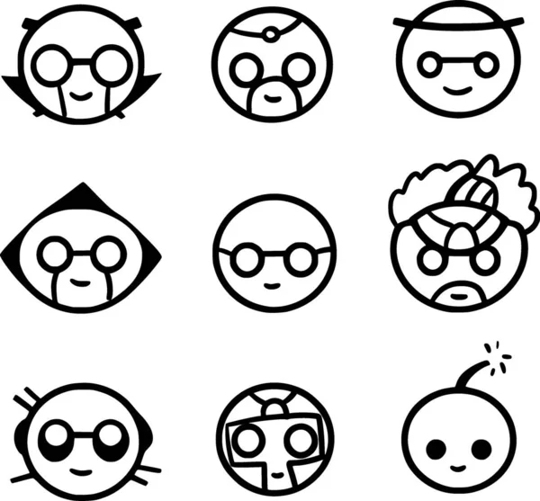 Reihe Von Niedlichen Emoji Symbolen — Stockfoto