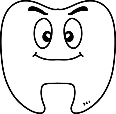 Mutlu bir çizgi film dişi gülümsüyor ve yukarı bakıyor..