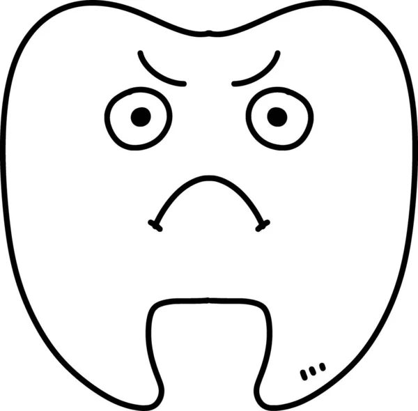 Cartoon Doodle Angry Tooth — Stock Photo, Image