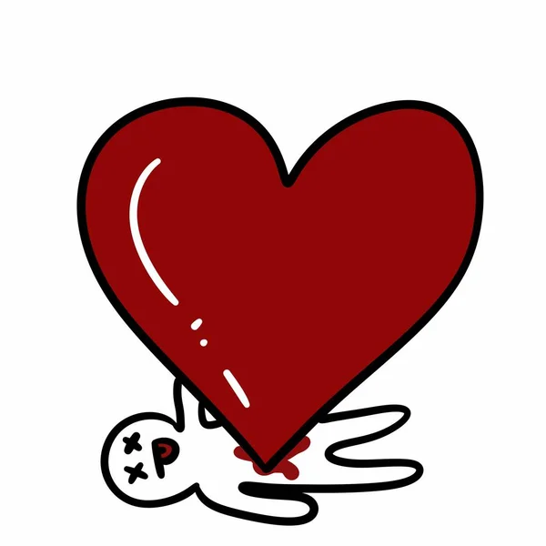 Beyaz Arkaplanda Kırmızı Kalp Çizgi Filmi — Stok fotoğraf