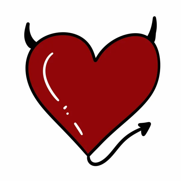 Červené Srdce Ďábelské Rohy — Stock fotografie