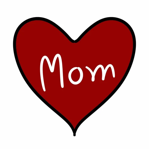 Heart Inscription Mom Day White Background Illustration — Stock Photo, Image