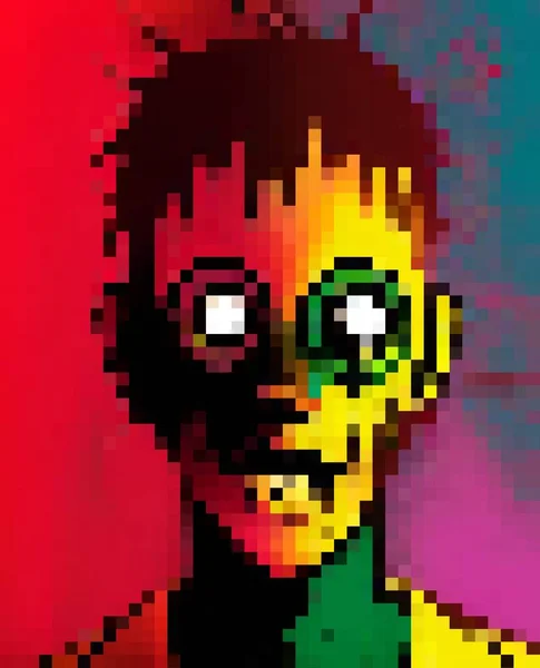 Cráneo Píxel Ilustración Pixel Art — Foto de Stock