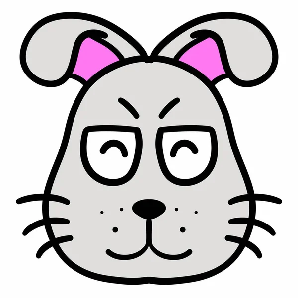 愤怒的兔子头卡通画图标孤立的设计 — 图库照片