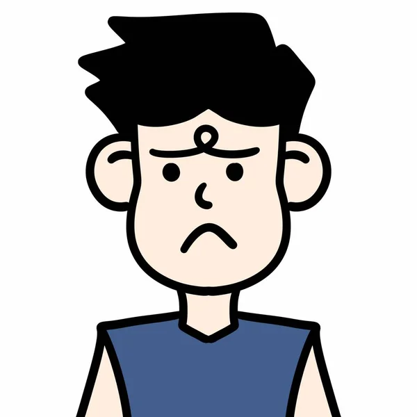 Homem Dos Desenhos Animados Com Expressão Preocupada — Fotografia de Stock