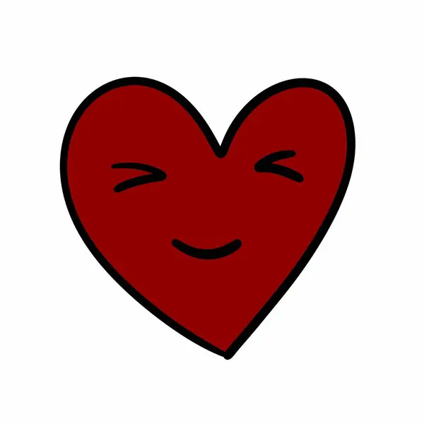 Desenho Animado Coração Vermelho Fundo Branco Ilustração — Fotografia de Stock