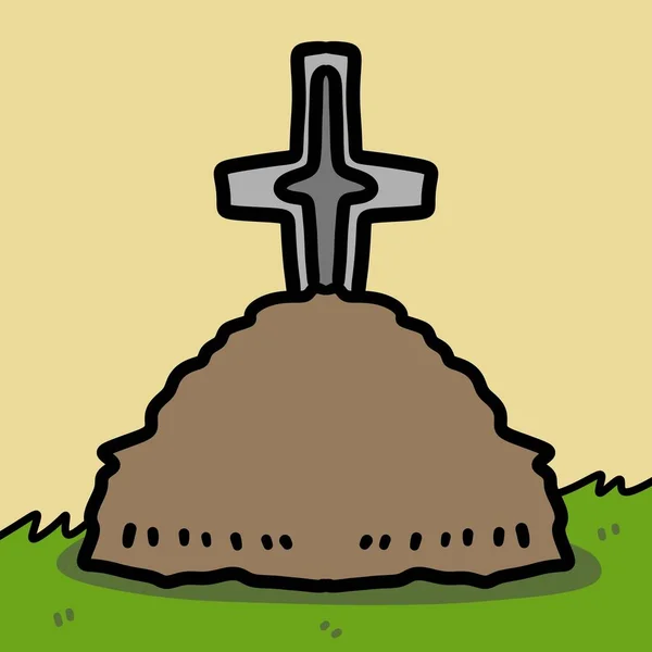 Mezar Simgesi Karikatürü Çizimi — Stok fotoğraf