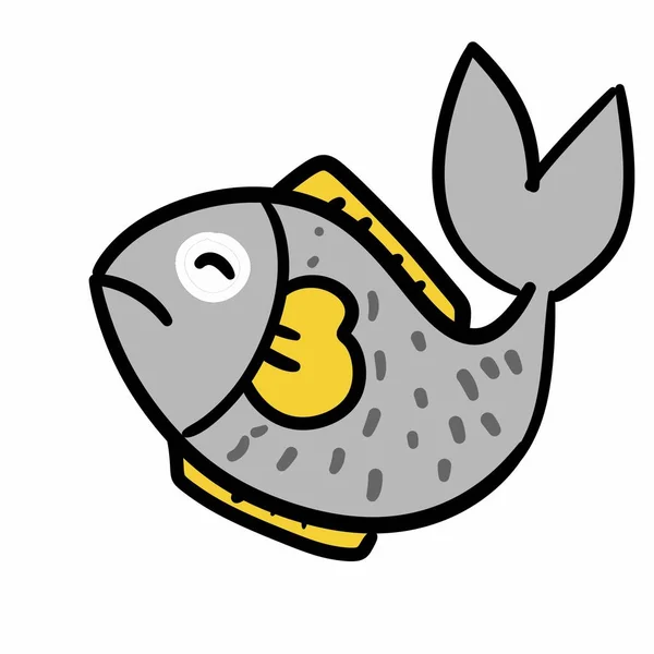 Милый Очаровательный Рыбный Мультфильм Графический Дизайн — стоковое фото