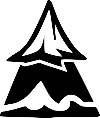 Beyaz arkaplanda kamp macerası dağ ikonu karikatürü