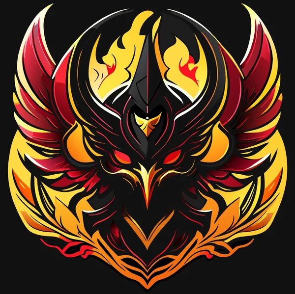 Дизайн Логотипу Вогняного Орла Білому Тлі Мультфільм — стокове фото