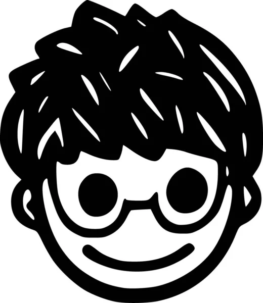 Pojke Med Glasögon Barn Ansikte Tecknad — Stockfoto