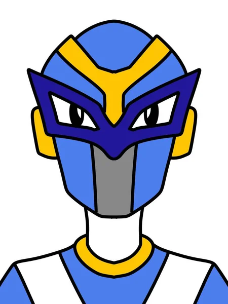 Desenho Animado Doodle Cabeça Robô Azul — Fotografia de Stock