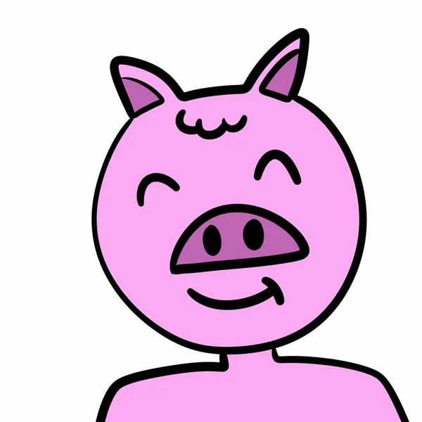 Desenhos Animados Porco Bonito Fundo Branco — Fotografia de Stock