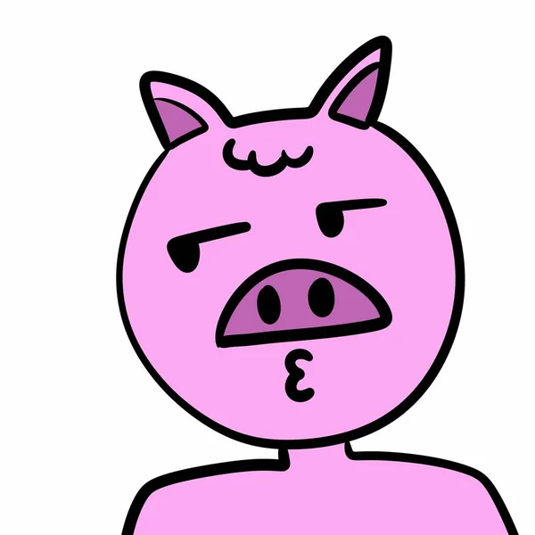 Desenhos Animados Porco Bonito Fundo Branco — Fotografia de Stock