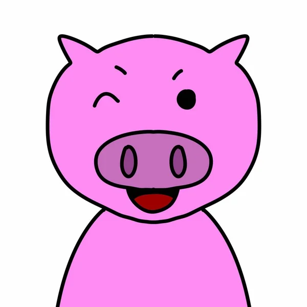 Cute Pig Cartoon White Background Illustration — Stock Photo, Image
