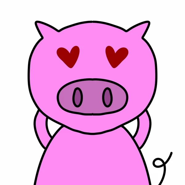 Cute Pig Cartoon White Background Illustration — Stock Photo, Image