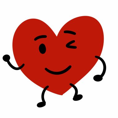 Beyaz arka planda güzel bir karikatür kalbi.