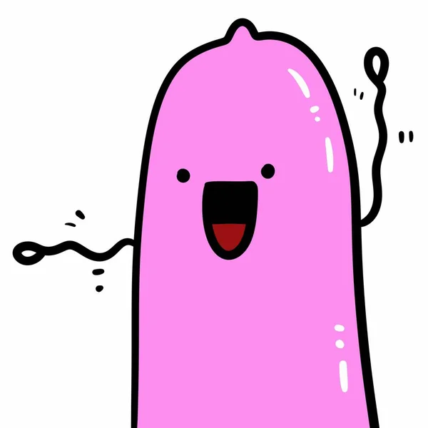 白い背景の漫画のピンクのコンドーム — ストック写真