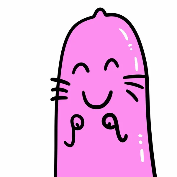 Kreslený Růžový Kondom Bílém Pozadí — Stock fotografie
