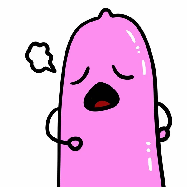 Cartoon Roze Condoom Een Witte Achtergrond — Stockfoto