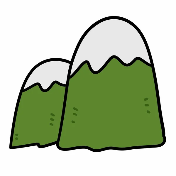 Cartoon Doodle Mountains Vector Illustration Isolated White Background — Stock Photo, Image