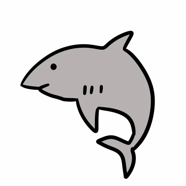 Sevimli Çizgi Köpekbalığı Çizimi — Stok fotoğraf