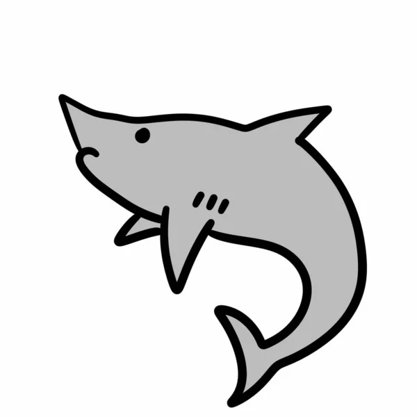 可爱回力卡通鲨鱼的插图 — 图库照片