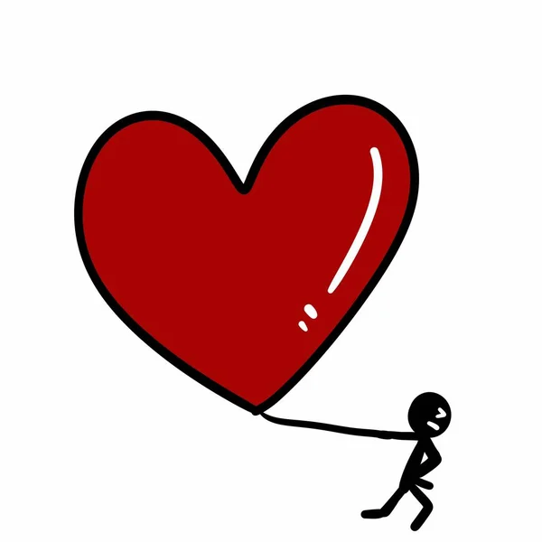 Corazón Dibujos Animados Con Flecha Sobre Fondo Blanco — Foto de Stock