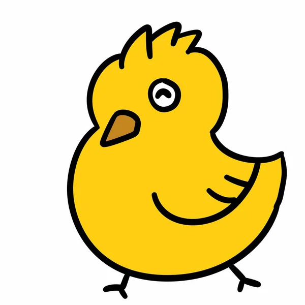 Kunst Cartoon Doodle Gelukkig Chick — Stockfoto